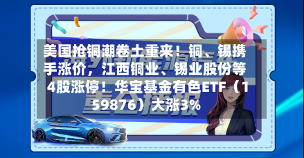 美国抢铜潮卷土重来！铜	、锡携手涨价，江西铜业、锡业股份等4股涨停！华宝基金有色ETF（159876）大涨3%-第3张图片