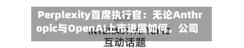 Perplexity首席执行官：无论Anthropic与OpenAI上市进展如何，公司均计划2028年IPO-第3张图片