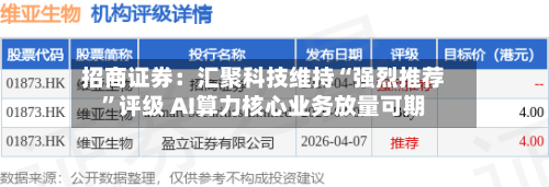招商证券：汇聚科技维持“强烈推荐”评级 AI算力核心业务放量可期-第2张图片