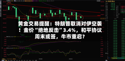黄金交易提醒：特朗普取消对伊空袭！金价“绝地反击”3.4%	，和平协议周末或签，牛市重启？-第2张图片