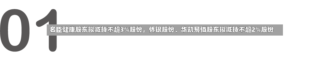 名臣健康股东拟减持不超3%股份，侨银股份、华凯易佰股东拟减持不超2%股份-第2张图片