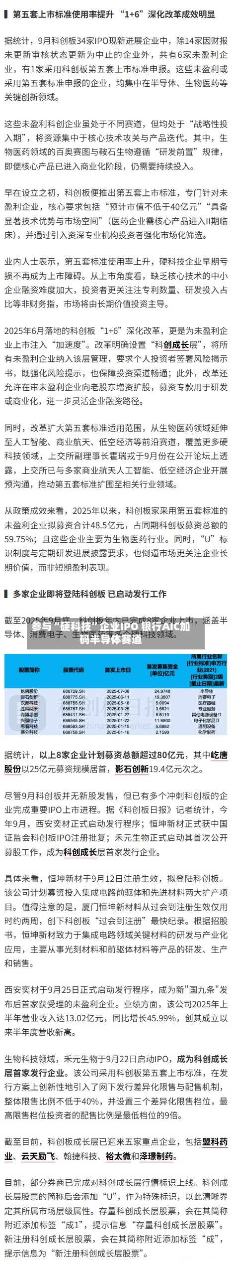 参与“硬科技”企业IPO 银行AIC加码半导体赛道-第3张图片