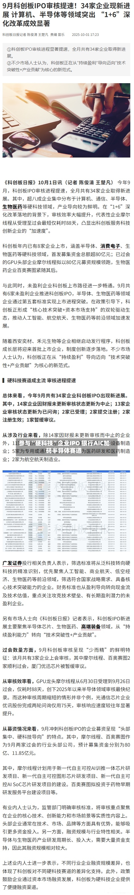 参与“硬科技	”企业IPO 银行AIC加码半导体赛道-第2张图片
