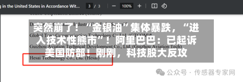 突然崩了！“金银油”集体暴跌，“进入技术性熊市”！阿里巴巴：已起诉美国防部！刚刚，科技股大反攻-第2张图片