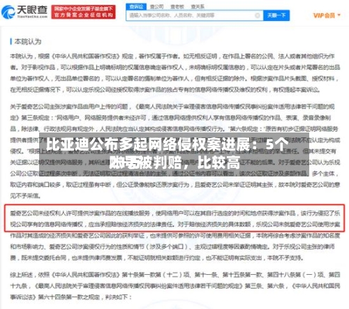比亚迪公布多起网络侵权案进展：5个账号被判赔，比较高21万-第3张图片