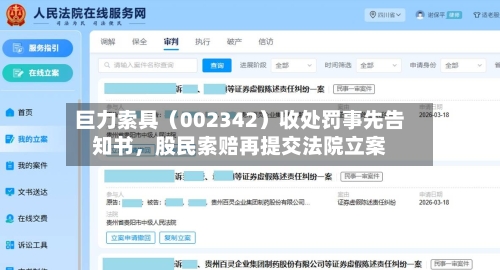 巨力索具（002342）收处罚事先告知书，股民索赔再提交法院立案-第2张图片