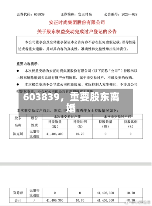 603839，重要股东离婚-第2张图片
