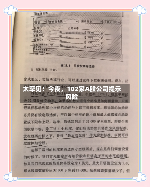 太罕见！今夜	，102家A股公司提示风险-第3张图片