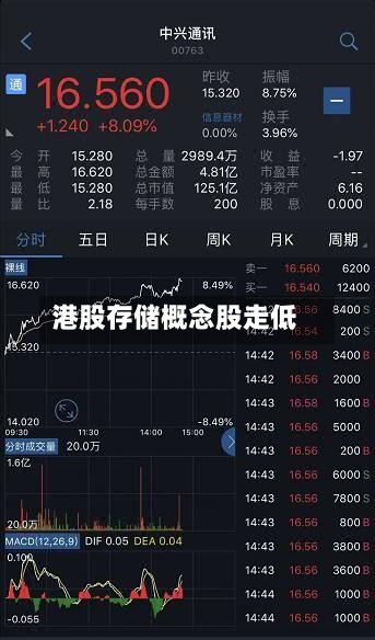 港股存储概念股走低