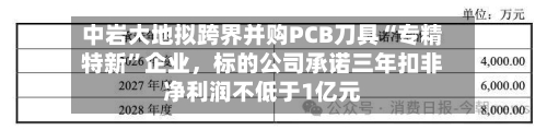 中岩大地拟跨界并购PCB刀具“专精特新”企业,标的公司承诺三年扣非净利润不低于1亿元