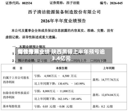 煤焦费用倒挂拖累业绩 陕西黑猫上半年预亏逾3.4亿元-第3张图片