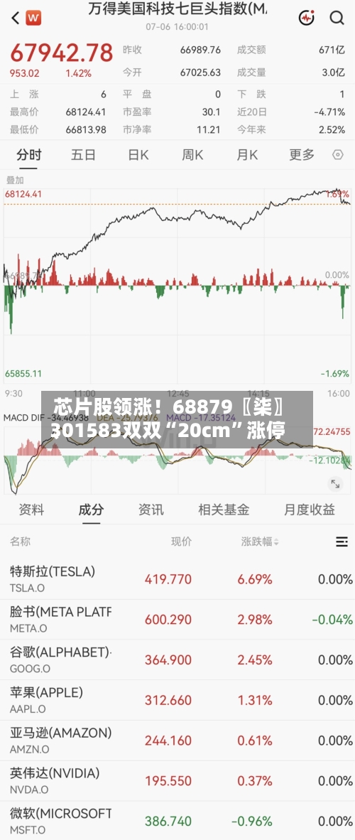 芯片股领涨！68879〖柒〗、301583双双“20cm”涨停-第2张图片