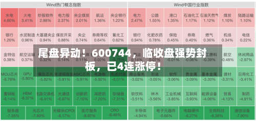 尾盘异动！600744	，临收盘强势封板，已4连涨停！-第3张图片