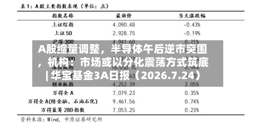 A股缩量调整，半导体午后逆市突围	，机构：市场或以分化震荡方式筑底| 华宝基金3A日报（2026.7.24）-第1张图片