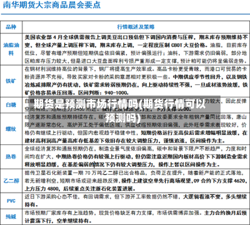 期货是预测市场行情吗(期货行情可以预测吗)-第2张图片