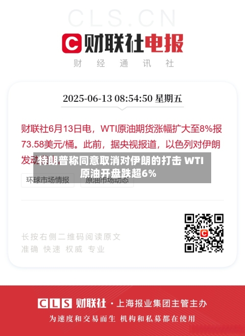 特朗普称同意取消对伊朗的打击 WTI原油开盘跌超6%-第2张图片