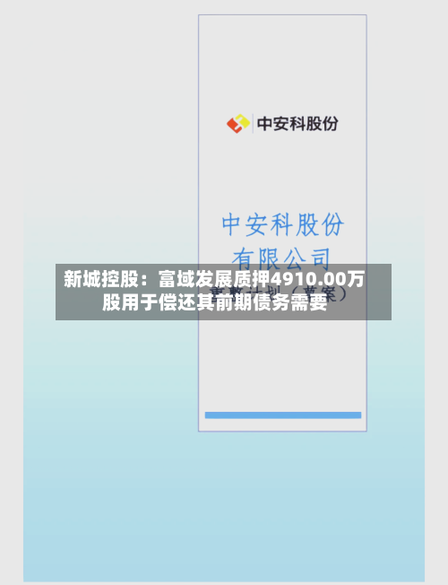 新城控股:富域发展质押4910.00万股用于偿还其前期债务需要